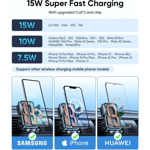 Kup Uchwyt samochodowy z ładowarką indukcyjną Joyroom JR-ZS246 Air Vent Car Mount Wireless Charger 15W Black - JYR085BLK - {ean13} - Sklep Home Screen