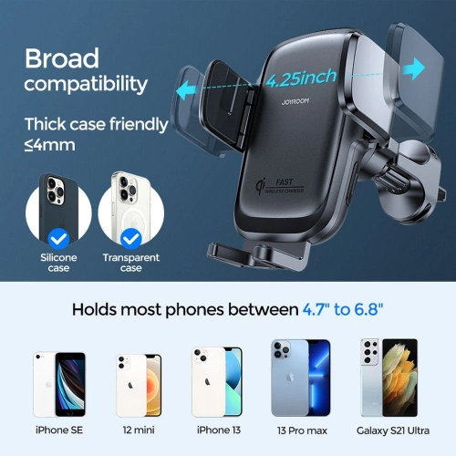 Kup Auto-Halterung mit induktiver Ladestation Joyroom JR-ZS243 Luftauslass Auto-Halterung Wireless Charger 15W Schwarz - JYR087BLK - {ean13} - Sklep Home Screen