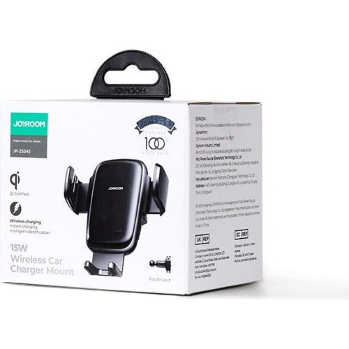 Kup Uchwyt samochodowy z ładowarką indukcyjną Joyroom JR-ZS243 Air Vent Car Mount Wireless Charger 15W Black - JYR087BLK - {ean13} - Sklep Home Screen