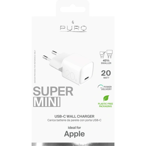 Kup Încărcător de rețea PURO Super Mini Fast Wall Charger USB-C Power Delivery 20W (alb) - PUR564WHT - {ean13} - Sklep Home Screen