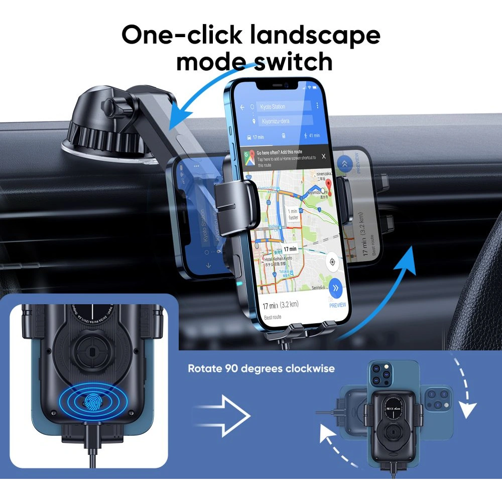 Uchwyt samochodowy z ładowarką indukcyjną Joyroom JR-ZS242 Rotary Dashboard Car Mount Wireless Charger 15W Black