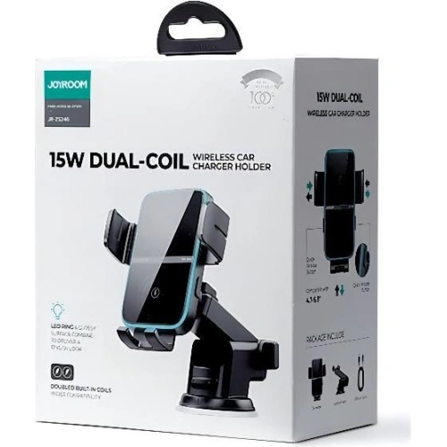 Kup Uchwyt samochodowy z ładowarką indukcyjną Joyroom JR-ZS242 Rotary Dashboard Car Mount Wireless Charger 15W Black - JYR089BLK - {ean13} - Sklep Home Screen