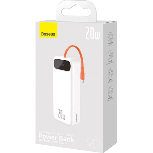 Kup Powerbank Baseus Block 20000mAh, 22.5W + cablu Lightning (alb) - BSU3237WHT - {ean13} - Sklep Home Screen