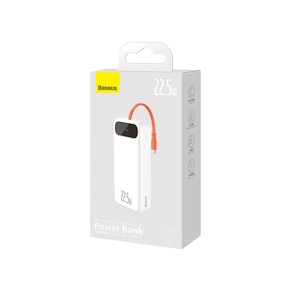 Powerbank Baseus Block 20000mAh, 22.5W + kabel USB-C (biały)
