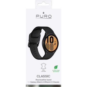 Kup PURO Classic Bőr Szíj Samsung Galaxy Watch 4/4 Classic (fekete) - PUR567BLK - {ean13} - Sklep Home Screen