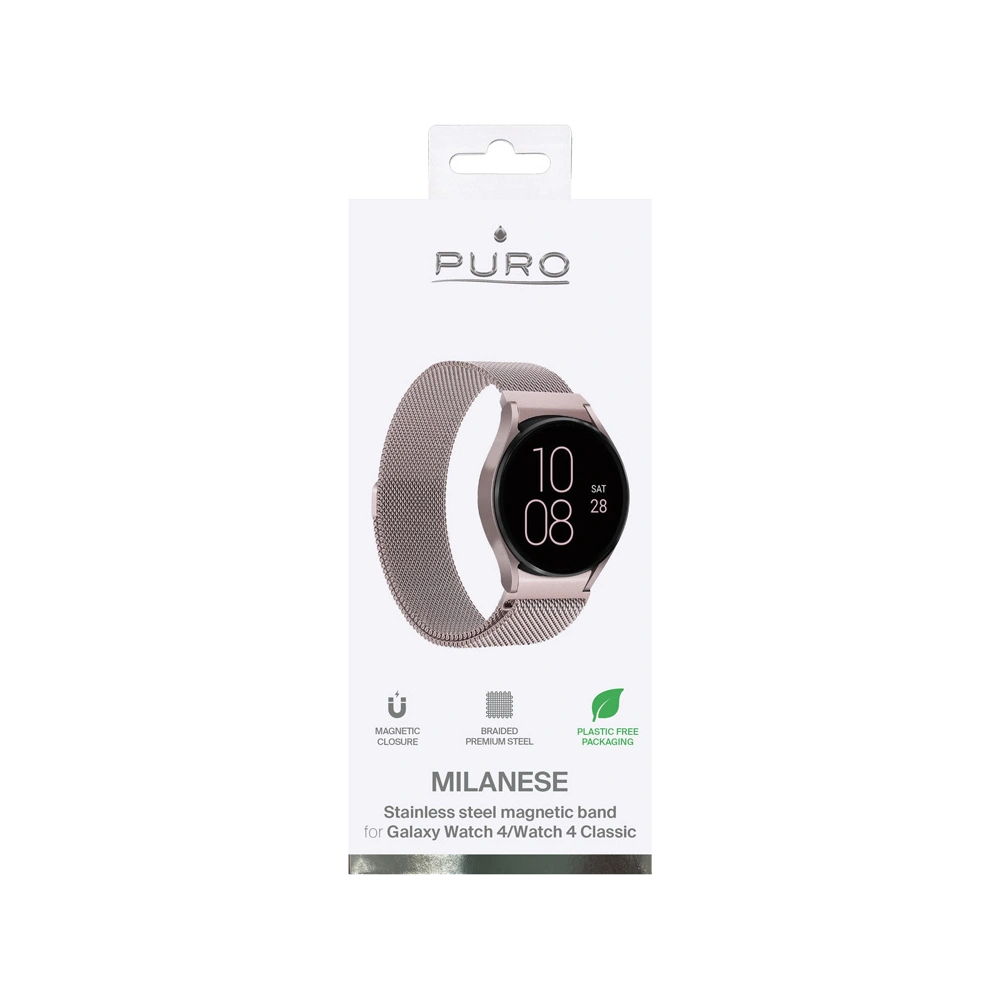 Bransoleta PURO Milanese Magnetic Band Samsung Galaxy Watch 4/4 Classic (różowe złoto)