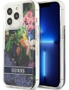 Etui Guess GUHCP13LLFLSB Apple iPhone 13 Pro modré/blue hardcase Flower Liquid Glitter