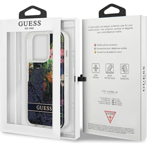 Kup Etui Guess GUHCP13LLFLSB Apple iPhone 13 Pro niebieski/blue hardcase Flower Liquid Glitter - GUE1674BLU - {ean13} - Sklep Home Screen