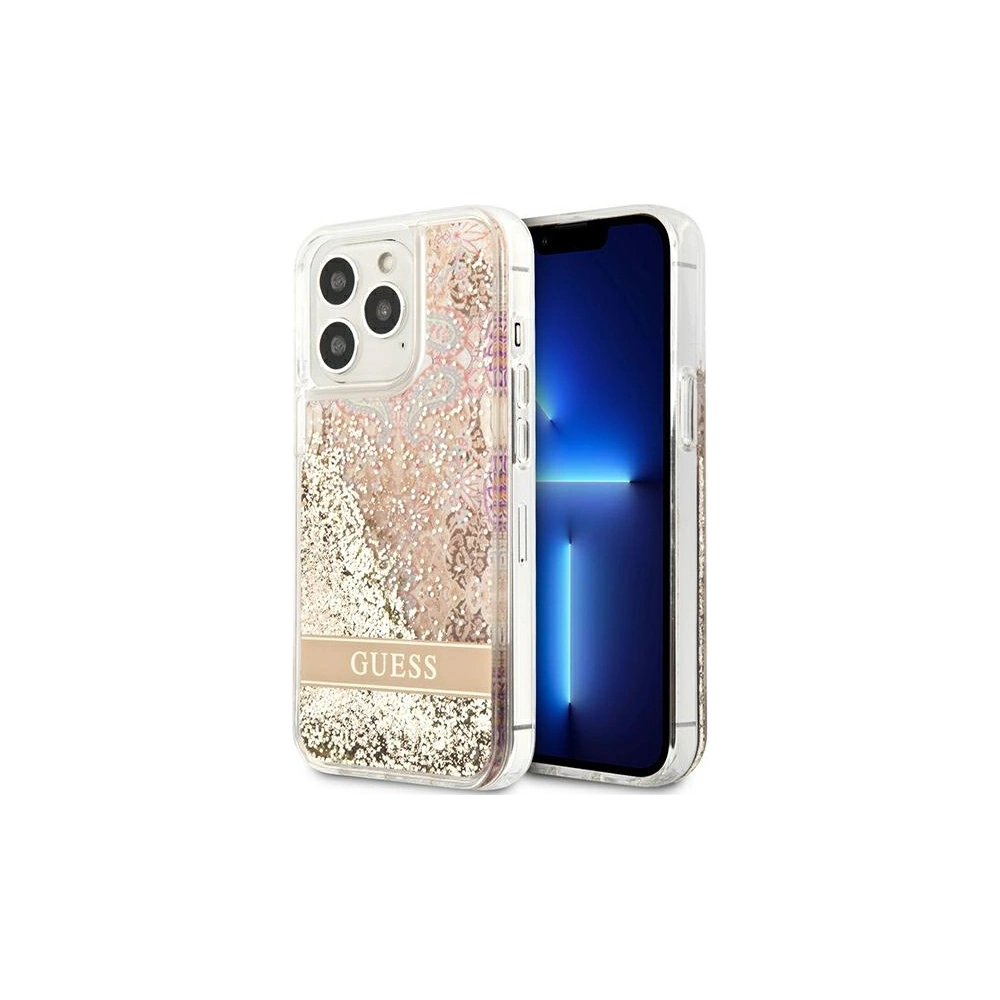Etui Guess GUHCP13LLFLSD Apple iPhone 13 Pro złoty/gold hardcase Paisley Liquid Glitter