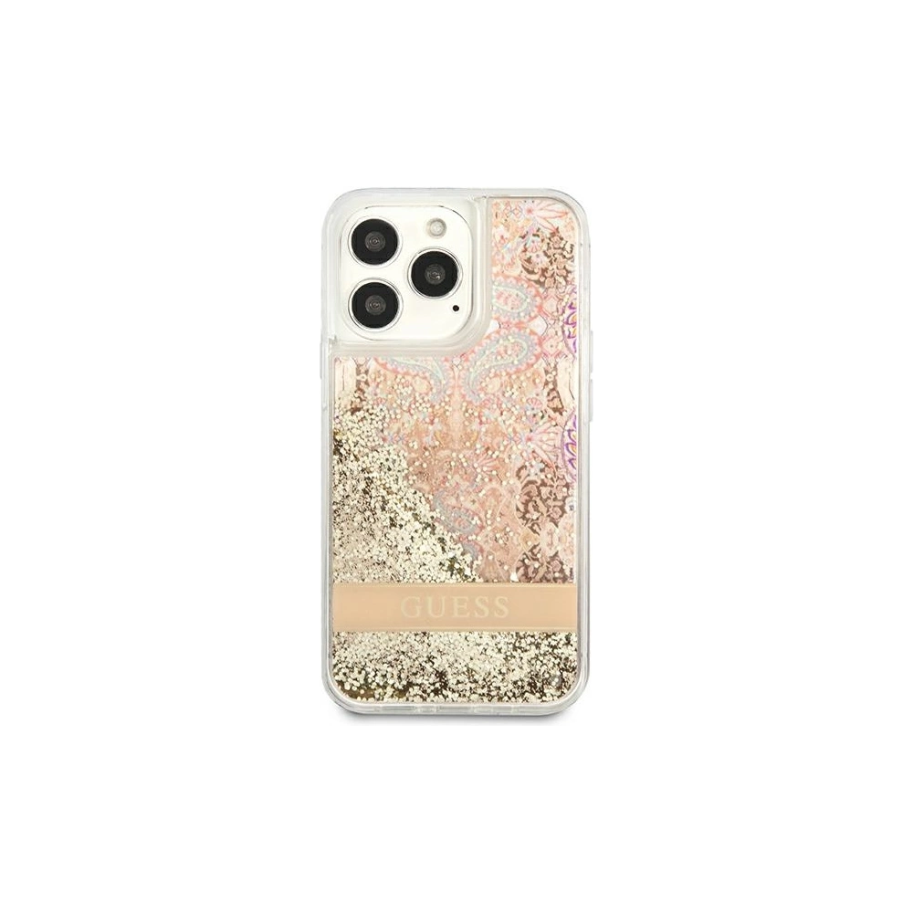 Etui Guess GUHCP13LLFLSD Apple iPhone 13 Pro złoty/gold hardcase Paisley Liquid Glitter