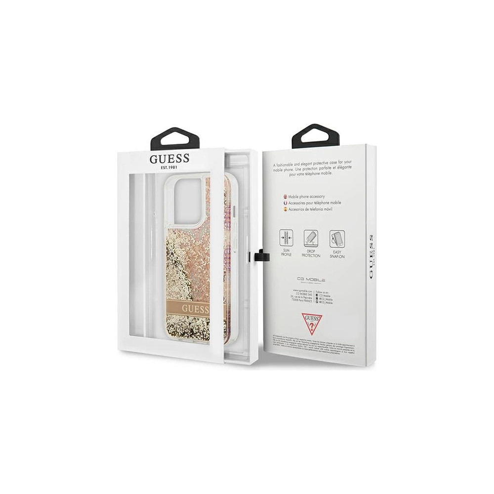 Etui Guess GUHCP13LLFLSD Apple iPhone 13 Pro złoty/gold hardcase Paisley Liquid Glitter