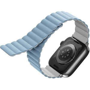 Pasek UNIQ Revix Apple Watch 4/5/6/7/SE/8/9/10 40/41/42mm Reversible Magnetic biały-niebieski/white-blue
