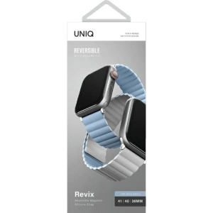 Pasek UNIQ Revix Apple Watch 4/5/6/7/SE/8/9/10 40/41/42mm Reversible Magnetic biały-niebieski/white-blue