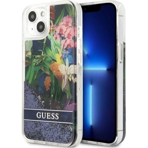 Kup Case Guess GUHCP13SLFLSB Apple iPhone 13 mini blau/hardcase Flower Liquid Glitter - GUE1680BLU - {ean13} - Sklep Home Screen