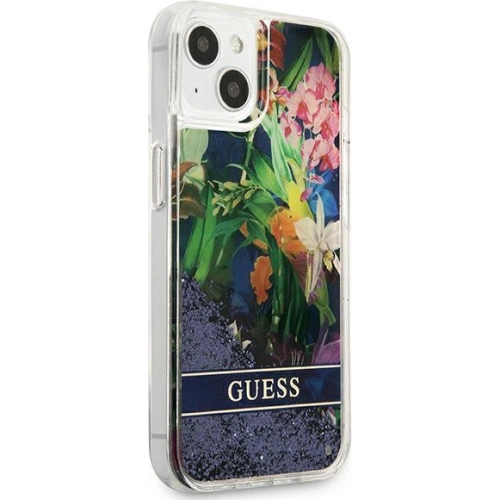 Kup Etui Guess GUHCP13SLFLSB Apple iPhone 13 mini albastru/blue hardcase Flower Liquid Glitter - GUE1680BLU - {ean13} - Sklep Home Screen