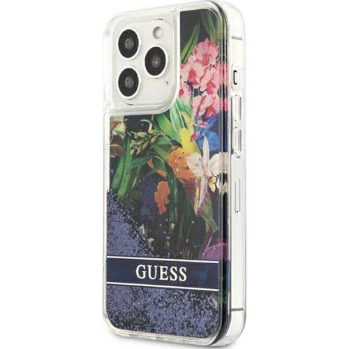 Kup Etui Guess GUHCP13XLFLSB Apple iPhone 13 Pro Max kék/blue kemény tok Flower Liquid Glitter - GUE1683BLU - {ean13} - Sklep Home Screen