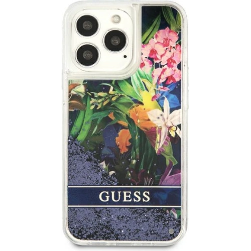 Kup Etui Guess GUHCP13XLFLSB Apple iPhone 13 Pro Max kék/blue kemény tok Flower Liquid Glitter - GUE1683BLU - {ean13} - Sklep Home Screen