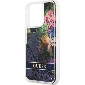 Etui Guess GUHCP13XLFLSB Apple iPhone 13 Pro Max niebieski/blue hardcase Flower Liquid Glitter