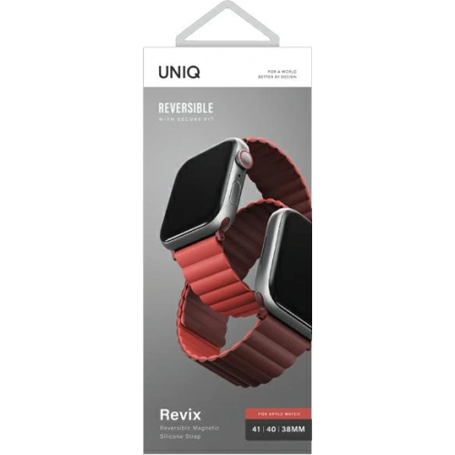 Kup Pasek UNIQ Revix Apple Watch 4/5/6/7/SE/8/9/10 40/41/42mm Reversibil Magnetic bordowy-koralowy/maro-coral - UNIQ623MARCOL - {ean13} - Sklep Home Screen