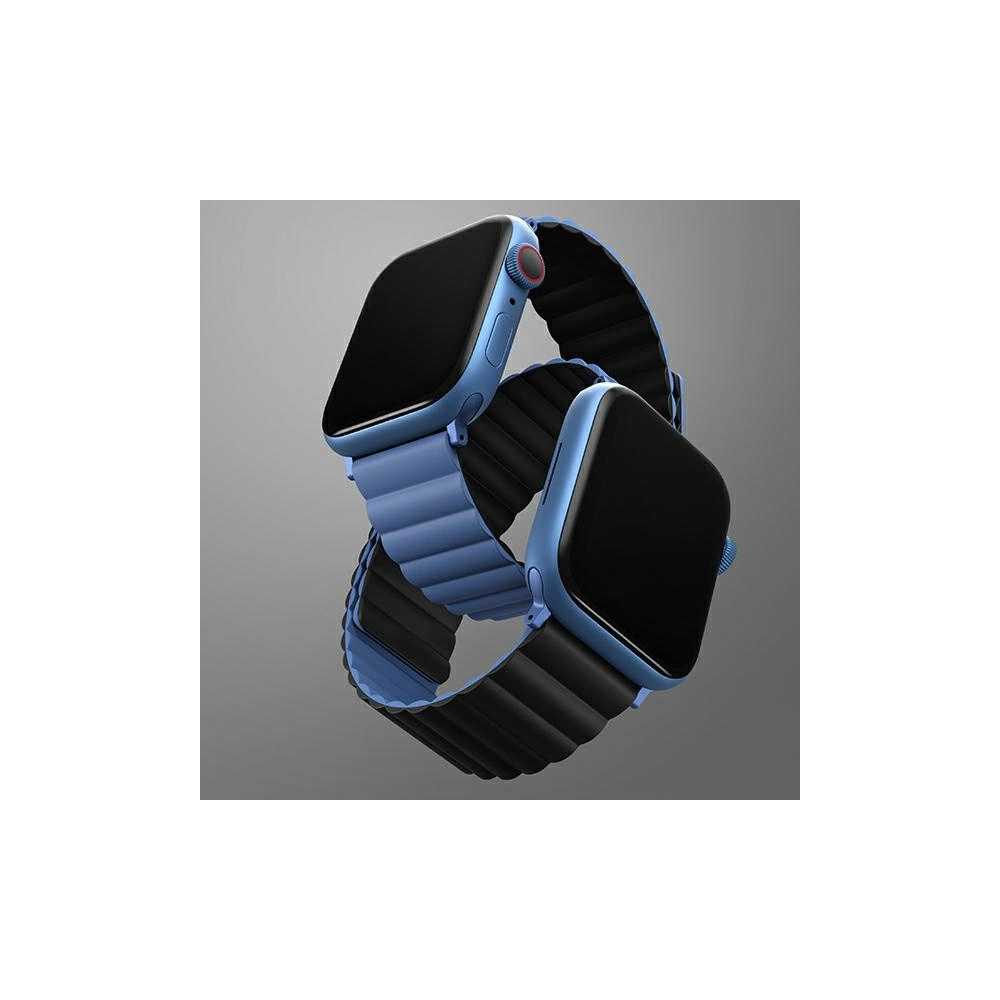 Pasek UNIQ Revix Apple Watch 4/5/6/7/SE/8/9/10 40/41/42mm Reversible Magnetic czarny-niebieski/black-blue
