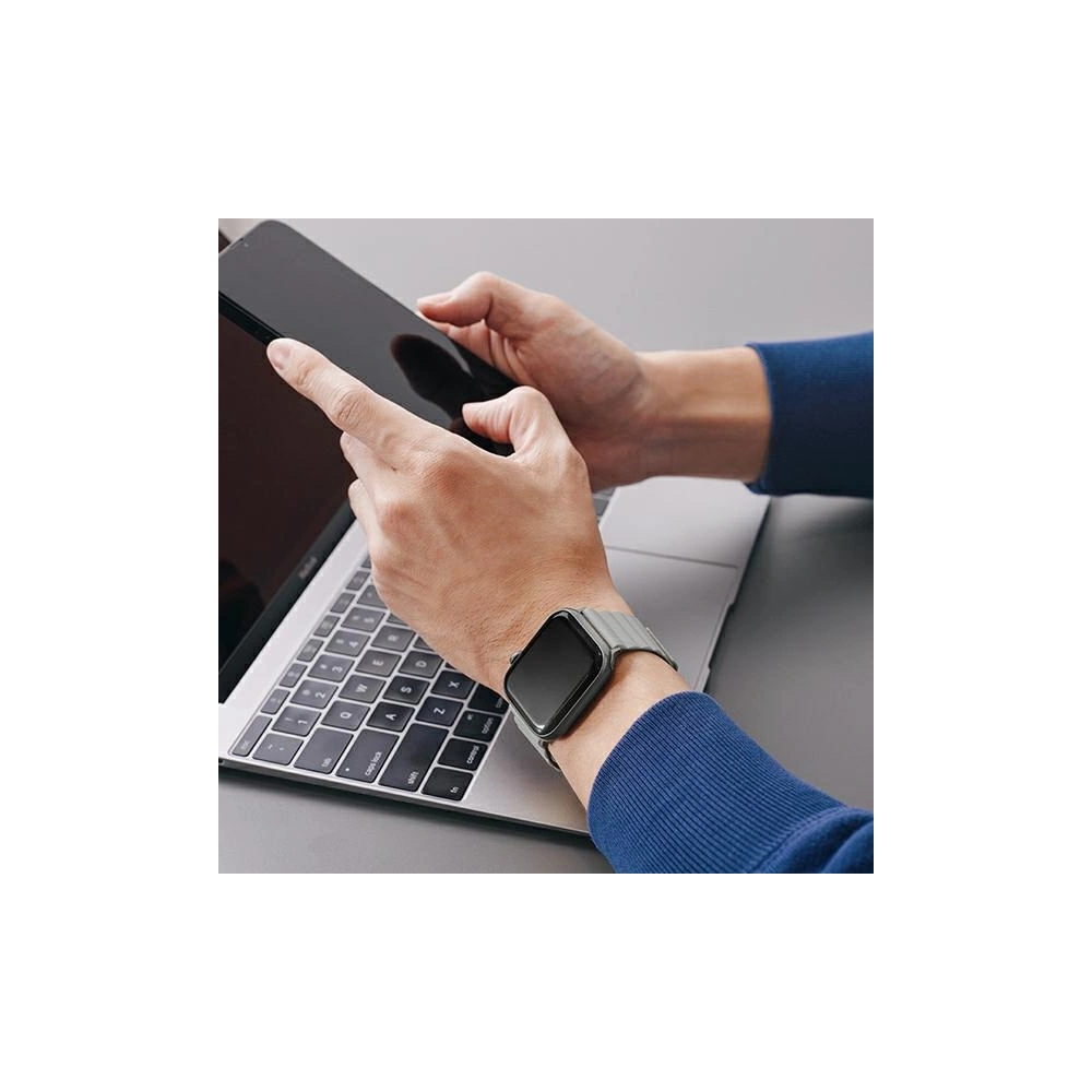 Pasek UNIQ Revix Apple Watch 4/5/6/7/SE/8/9/10 40/41/42mm Reversible Magnetic czarny-niebieski/black-blue