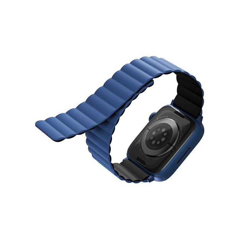 Pasek UNIQ Revix Apple Watch 4/5/6/7/SE 44/45mm Reversible Magnetic czarny-niebieski/black-blue