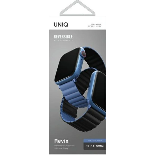Kup UNIQ Revix Apple Watch 4/5/6/7/SE/8/9/Ultra 44/45/49mm Kéttoldalas Magnetic fekete-kék/black-blue - UNIQ627BLKBLU - {ean13} - Sklep Home Screen
