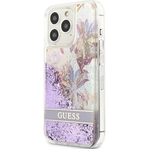 Buy Guess GUHCP13XLFLSU Apple iPhone 13 Pro Max purple hardcase Flower Liquid Glitter - GUE1685PRP - {ean13} - Home Screen Store Europe