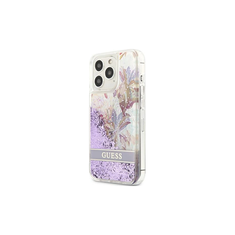Etui Guess GUHCP13XLFLSU Apple iPhone 13 Pro Max fioletowy/purple hardcase Flower Liquid Glitter