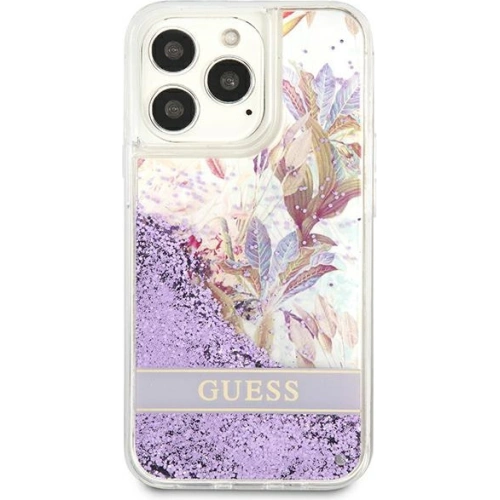 Buy Guess GUHCP13XLFLSU Apple iPhone 13 Pro Max purple hardcase Flower Liquid Glitter - GUE1685PRP - {ean13} - Home Screen Store Europe
