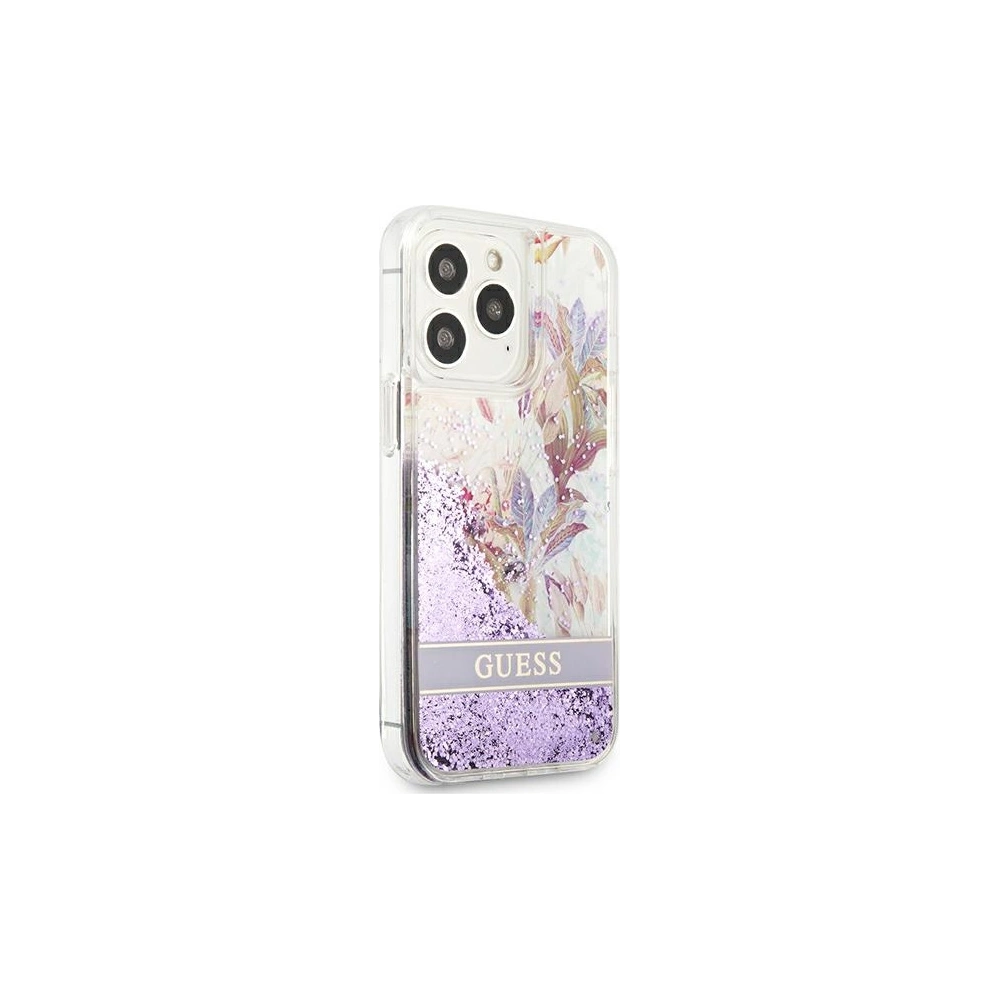 Etui Guess GUHCP13XLFLSU Apple iPhone 13 Pro Max fioletowy/purple hardcase Flower Liquid Glitter