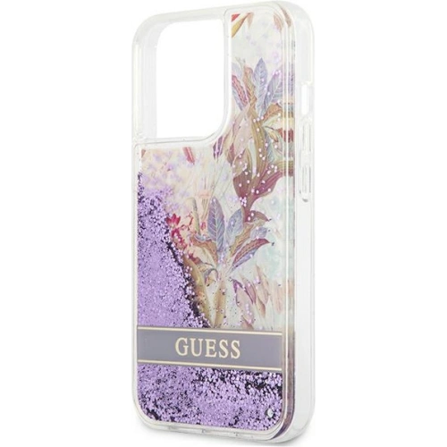 Buy Guess GUHCP13XLFLSU Apple iPhone 13 Pro Max purple hardcase Flower Liquid Glitter - GUE1685PRP - {ean13} - Home Screen Store Europe