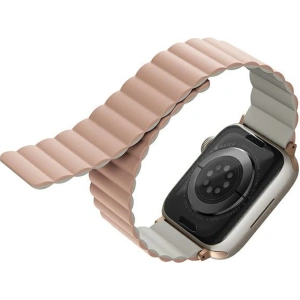 Pasek UNIQ Revix Apple Watch 4/5/6/7/SE/8/9/Ultra 44/45/49mm Reversible Magnetic różowy-beżowy/pink-beige