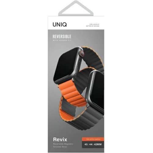 Kup Pasek UNIQ Revix Apple Watch 4/5/6/7/SE/8/9/Ultra 44/45/49mm Reversible Magnetic šedá-oranžová/grey-orange - UNIQ629GRYORG - {ean13} - Sklep Home Screen