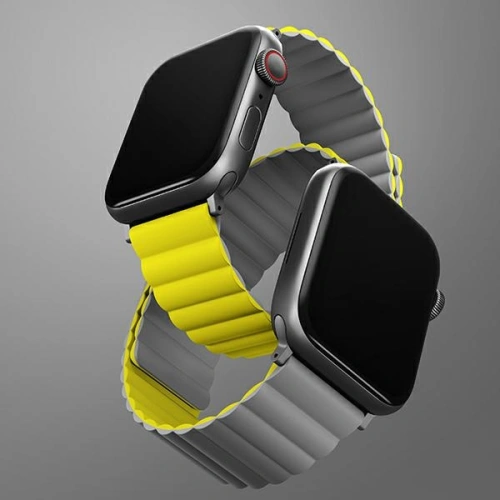 Kup Pasek UNIQ Revix Apple Watch 4/5/6/7/SE/8/9/Ultra 44/45/49mm Reversibil Magnetic galben-gri/yellow-grey - UNIQ631YELGRY - {ean13} - Sklep Home Screen