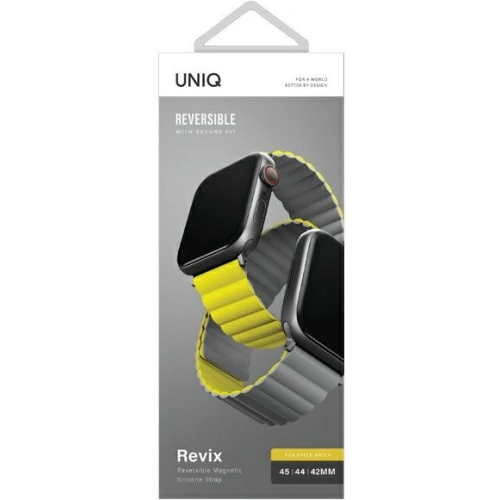 Kup Pasek UNIQ Revix Apple Watch 4/5/6/7/SE/8/9/Ultra 44/45/49mm Reversibil Magnetic galben-gri/yellow-grey - UNIQ631YELGRY - {ean13} - Sklep Home Screen