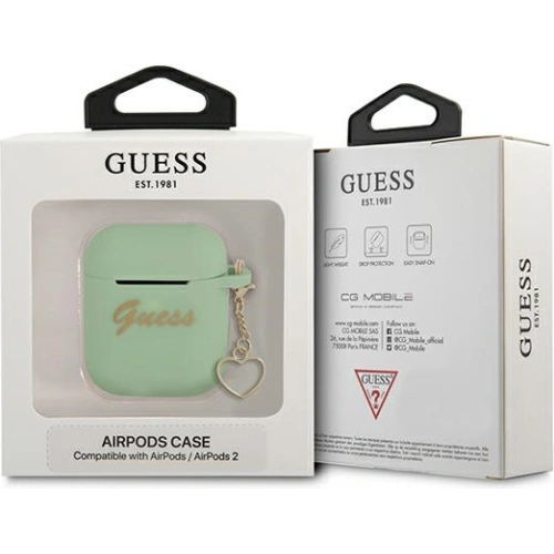 Kup Etui Guess GUA2LSCHSN Apple AirPods verde/green Silicon Charm Heart Collection - GUE1695GRN - {ean13} - Sklep Home Screen