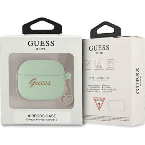Kup Etui Guess GUA3LSCHSN Apple AirPods 3 zielony/green Silicone Charm Heart Collection - GUE1697GRN - {ean13} - Sklep Home Screen