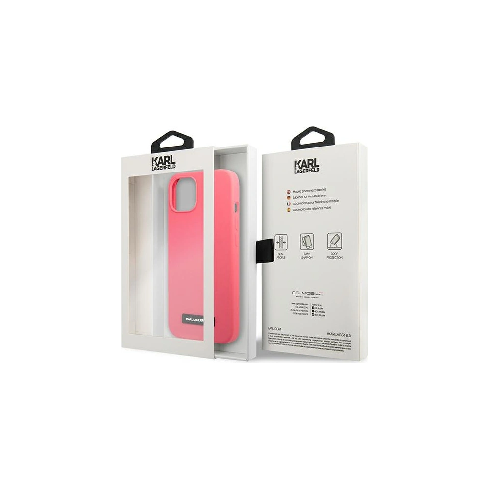 Etui Karl Lagerfeld KLHCP13SSLMP1PI Apple iPhone 13 mini hardcase fuksja/fuchsia Silicone Plaque