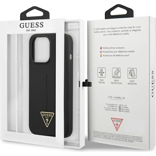 Buy Guess GUHCP13XSLTGK Apple iPhone 13 Pro Max black hardcase Silicone Triangle - GUE1709BLK - {ean13} - Home Screen Store Europe