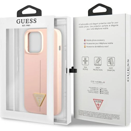 Buy Guess GUHCP13XSLTGP Apple iPhone 13 Pro Max pink hardcase Silicone Triangle - GUE1710PNK - {ean13} - Home Screen Store Europe