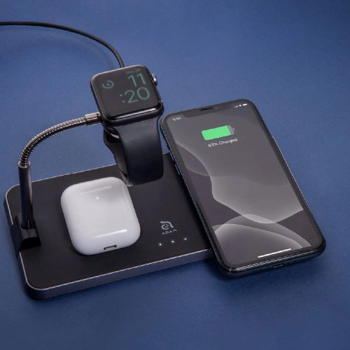 Kup Ładowarka bezprzewodowa Adam Elements Omnia Q3 do 3 urządzeń z uchwytem do Apple Watch (czarna) - ADAM003BLK - {ean13} - Sklep Home Screen