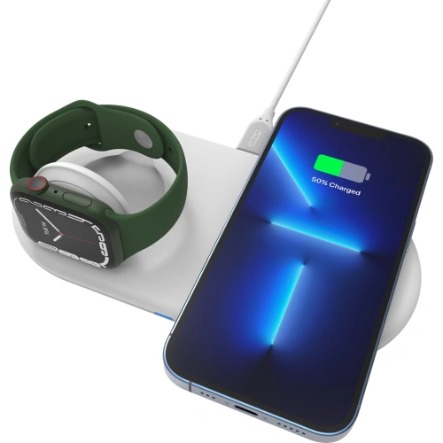 Kup Ładowarka bezprzewodowa Adam Elements Omnia Q2 do 2 urządzeń z uchwytem do Apple Watch (biała) - ADAM004WHT - {ean13} - Sklep Home Screen