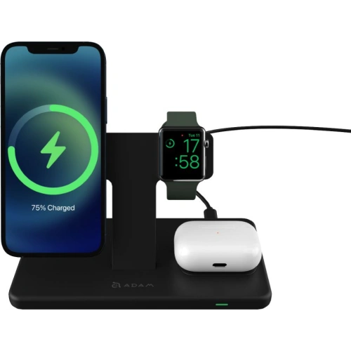 Kup Încărcător wireless Adam Elements Omnia M3 pentru 3 dispozitive cu suport pentru Apple Watch + MagSafe (negru) - ADAM016 - {ean13} - Sklep Home Screen