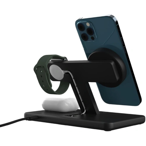 Kup Bezdrátová nabíječka Adam Elements Omnia M3 pro 3 zařízení s držákem na Apple Watch + MagSafe (černá) - ADAM016 - {ean13} - Sklep Home Screen
