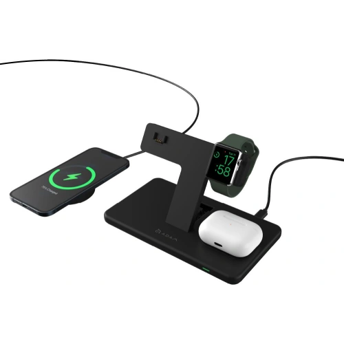 Kup Încărcător wireless Adam Elements Omnia M3 pentru 3 dispozitive cu suport pentru Apple Watch + MagSafe (negru) - ADAM016 - {ean13} - Sklep Home Screen