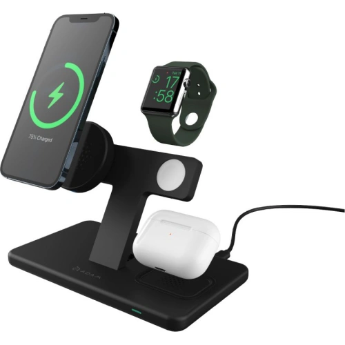 Kup Încărcător wireless Adam Elements Omnia M3 pentru 3 dispozitive cu suport pentru Apple Watch + MagSafe (negru) - ADAM016 - {ean13} - Sklep Home Screen