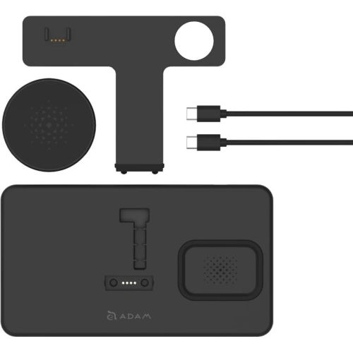 Kup Încărcător wireless Adam Elements Omnia M3 pentru 3 dispozitive cu suport pentru Apple Watch + MagSafe (negru) - ADAM016 - {ean13} - Sklep Home Screen