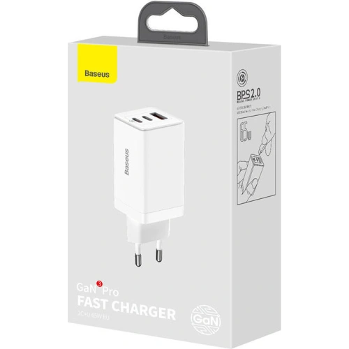 Kup Ładowarka sieciowa Baseus GaN3 Pro, 2xUSB-C + USB, 65W (biała) - BSU3239WHT - {ean13} - Sklep Home Screen
