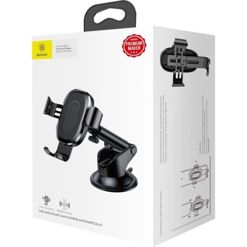 Buy Baseus Gravity Car Mount with inductive charger Qi (Black) - BSU3240BLK - {ean13} - Home Screen Store Europe